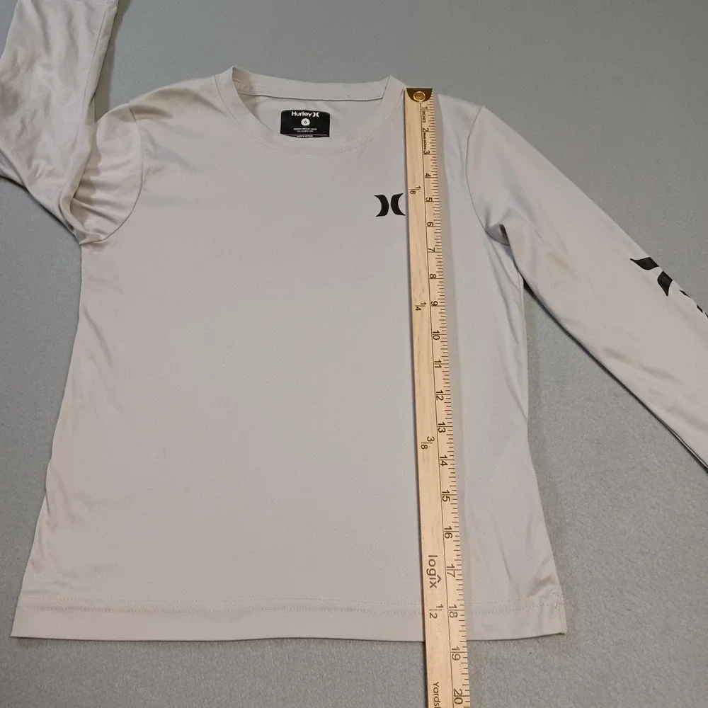 Hurley Boys Gray Long Sleeve Rash Guard Swim Shirt Size 6 Medium UPF Sun Shirt